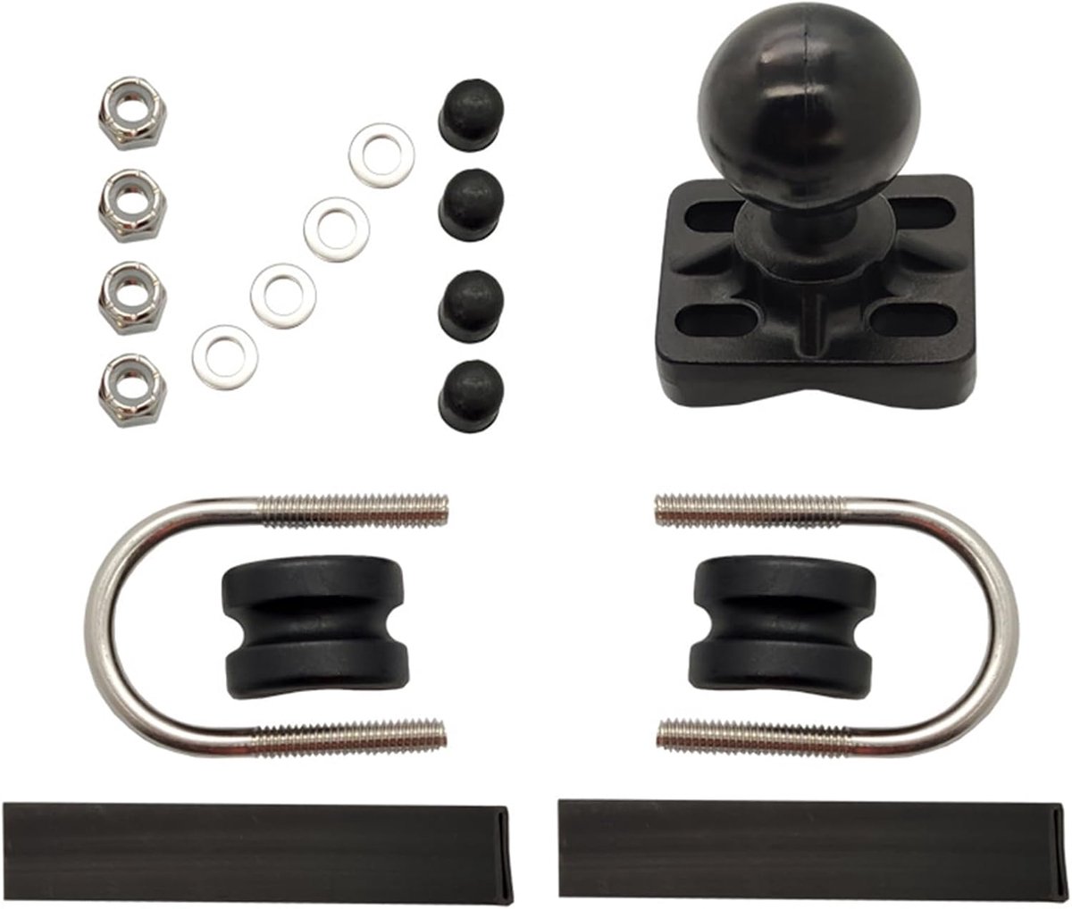 Motorfiets Camera Houder - Stuur Beugel - Actie Opnames - Dubbele U-Bolt - 11.3x6.3cm - Zwart