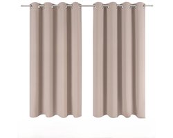 Blumtal Gordijnen - Verduisterend Gordijn Kant en Klaar - Blackout Gordijnen - 140 x 145 cm - Taupe - Set van 2
