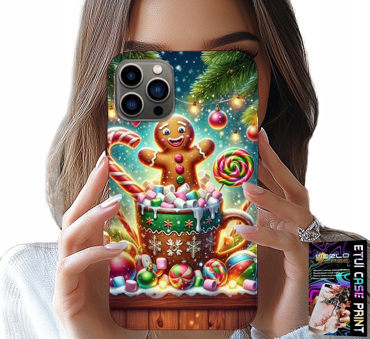 HOESJE VOOR IPHONE 12 PRO MAX - PEPERKOEK KERSTPATROON + GLAS