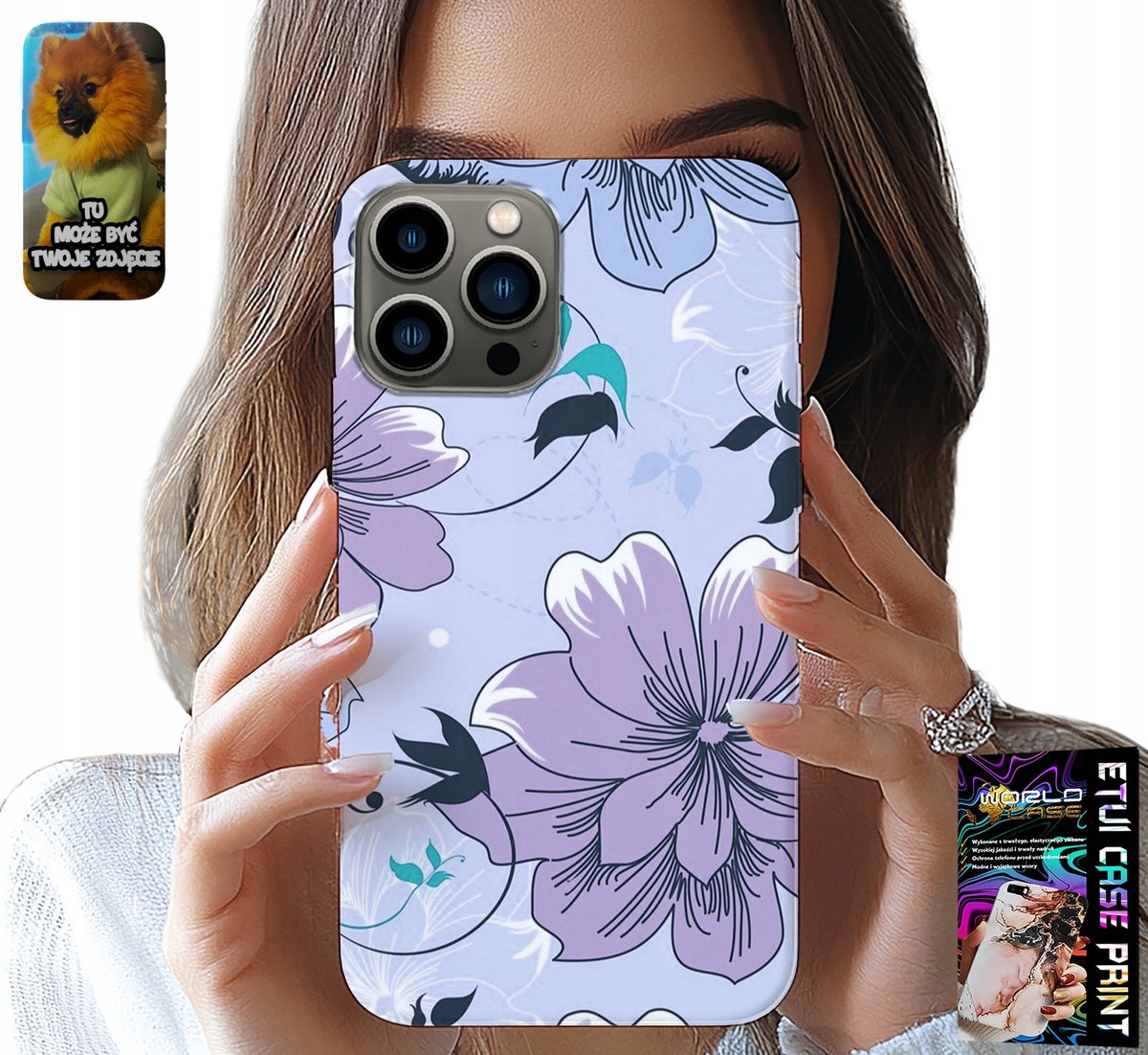 iPhone 13 Pro hoesje - Bloemen, trendy patronen, achterkant