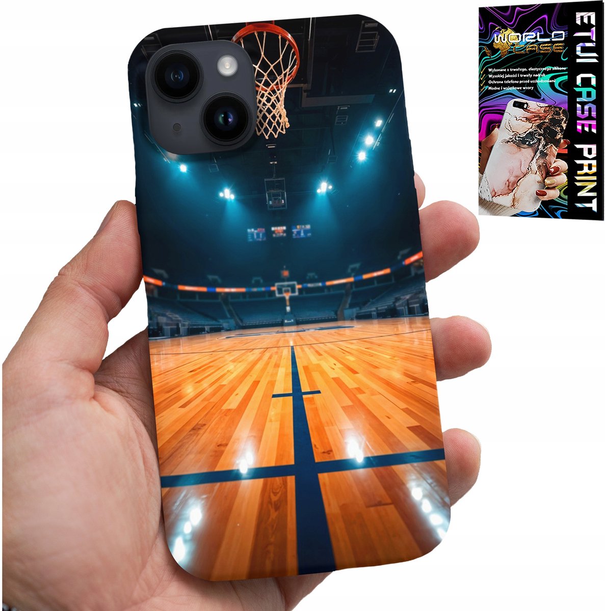 iPhone 14 Plus hoesje - NBA basketbalveld, basketbalfan patronen