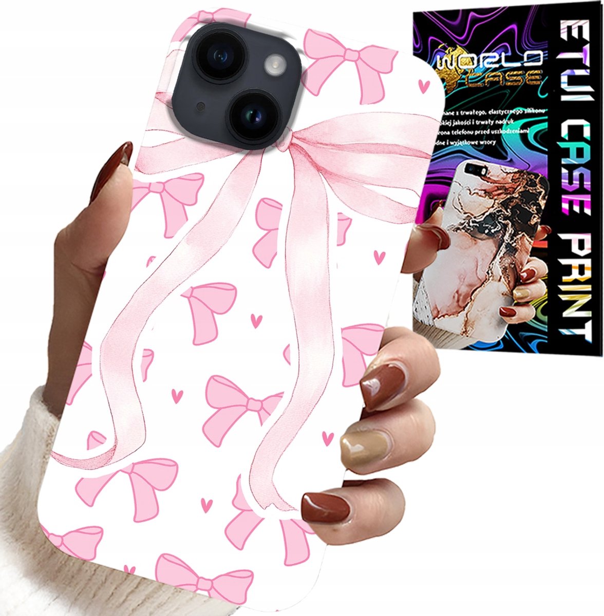 HOESJE VOOR IPHONE 14 PLUS - ROZE LINTEN, MODIEUZE LINTENPATRONEN