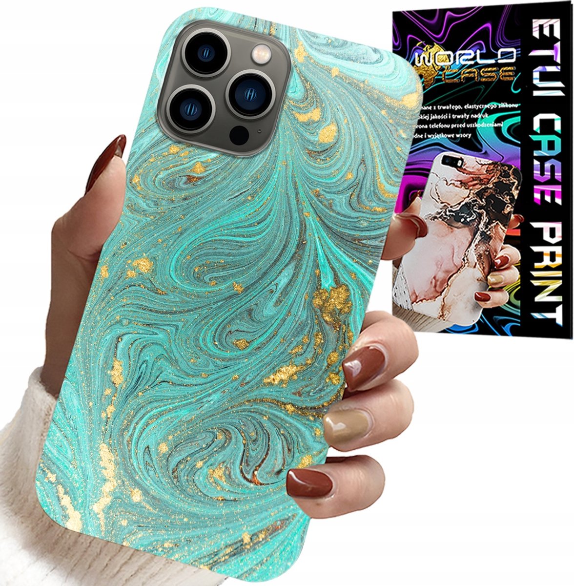 HOESJE VOOR IPHONE 13 PRO MAX - MARMERPATROON + GEHARD GLAS