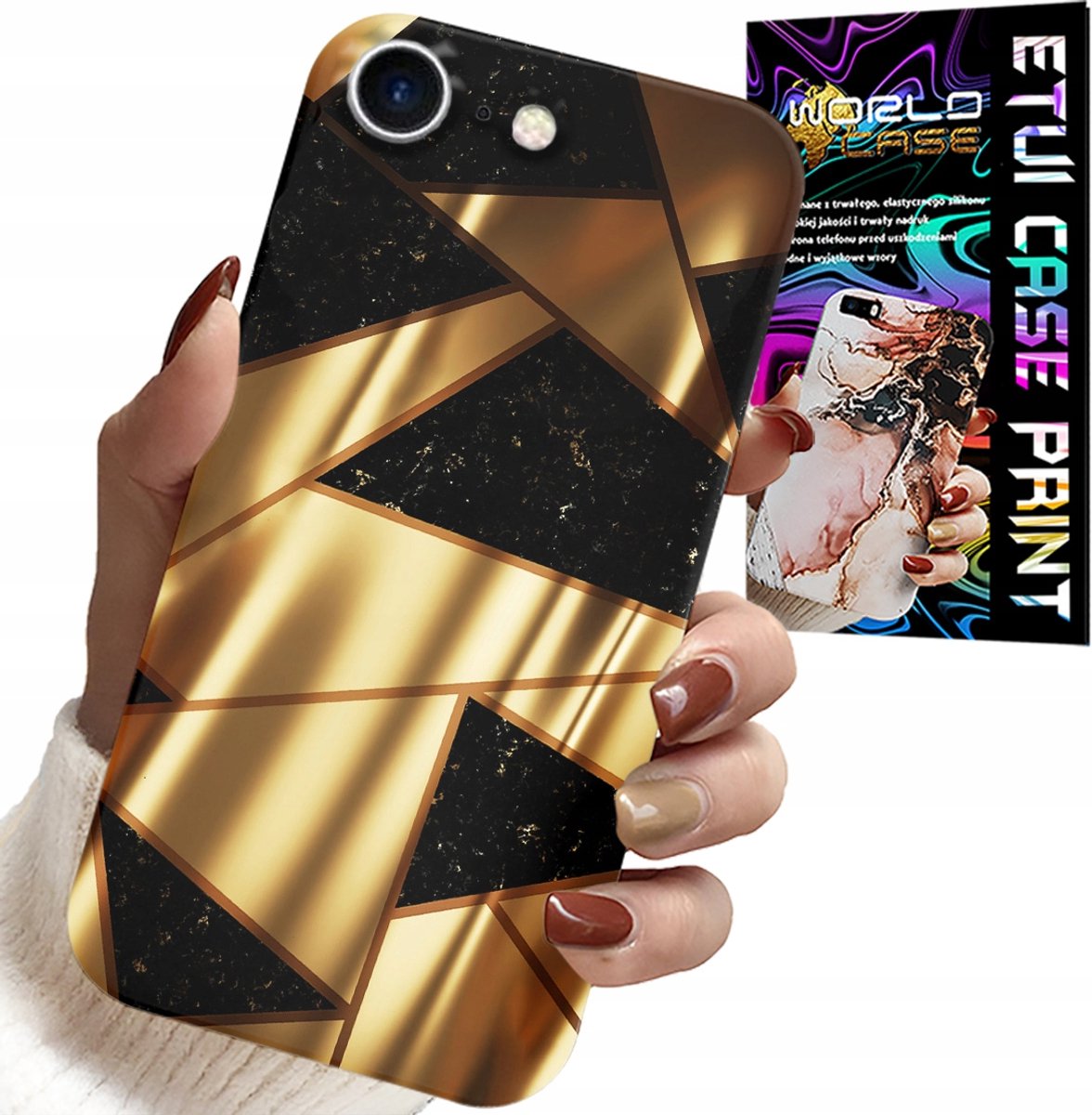 HOESJE VOOR IPHONE 7 / 8 / SE2 - ELEGANT GOUDEN PATRONEN + HYDRO FILM