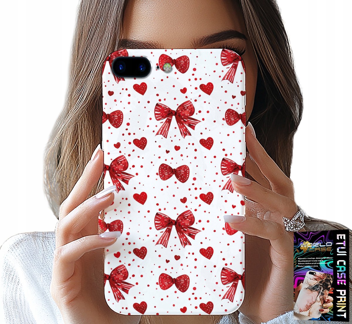 iPhone hoesje (7 Plus) - Rode linten, modieuze patronen