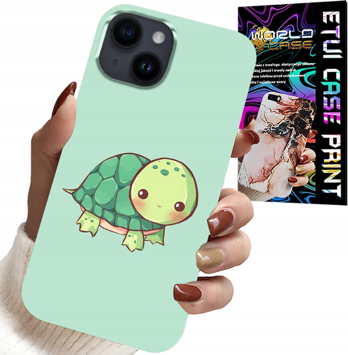 iPhone 13 hoesje - Leuke schildpadjespatroon voor kinderen + glas