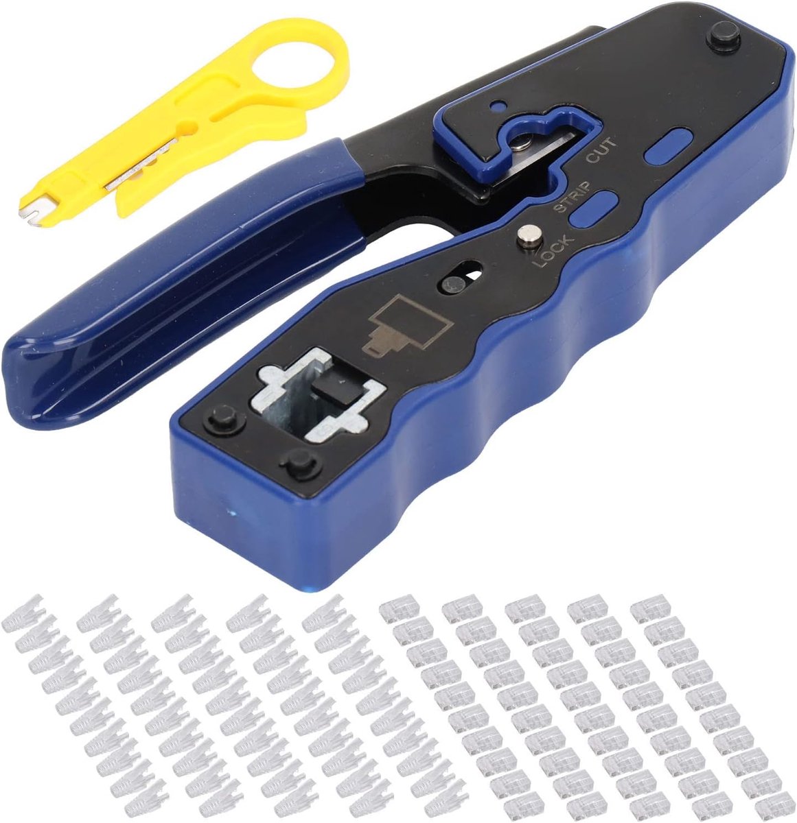 Netwerk Gereedschapskit - Krimptang Set - Netwerk Bekabeling - Compleet met Connectoren - 20cm Pakket