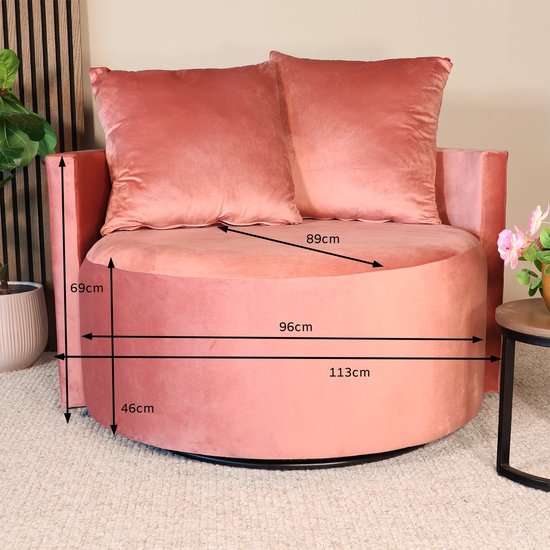 Fauteuil causeuse velours vieux rose fauteuil pivotant