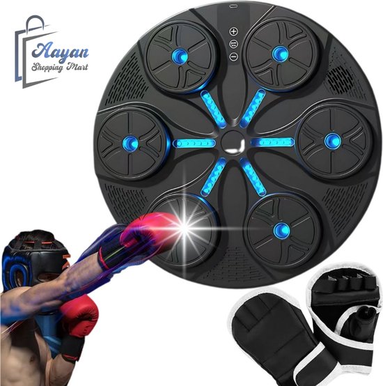 Silencomfort Muziekboksmachine Met LED En Wandhouder - 9 Snelheden, Bluetooth En Bokshandschoenen | Voor Thuis Training