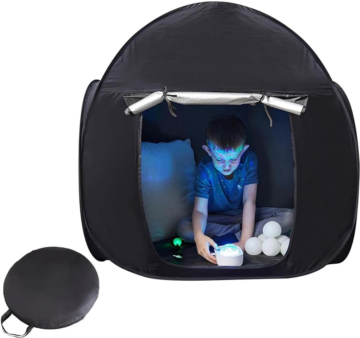 Kinder Tent - Vrijstaand - Pop Up Universeel - met Reistas - Zwart - 120X120X120cm