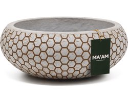 MA'AM Pottery Mila grote plantenschaal D40xH18 - beige - XL Luxe schaal geometrisch - grote lage pot voor buiten - Buiten / Binnen