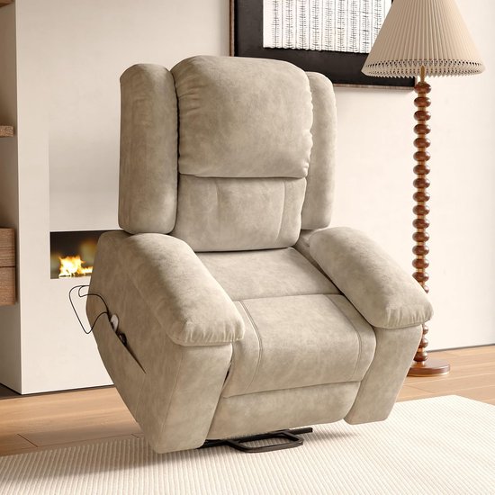 Elektrische Relaxfauteuil - Verstelbare Stoel - Ontspannen TV Kijken - Met Trilfunctie Verwarming - 93x102x106 cm - Bruin — afbeelding 2