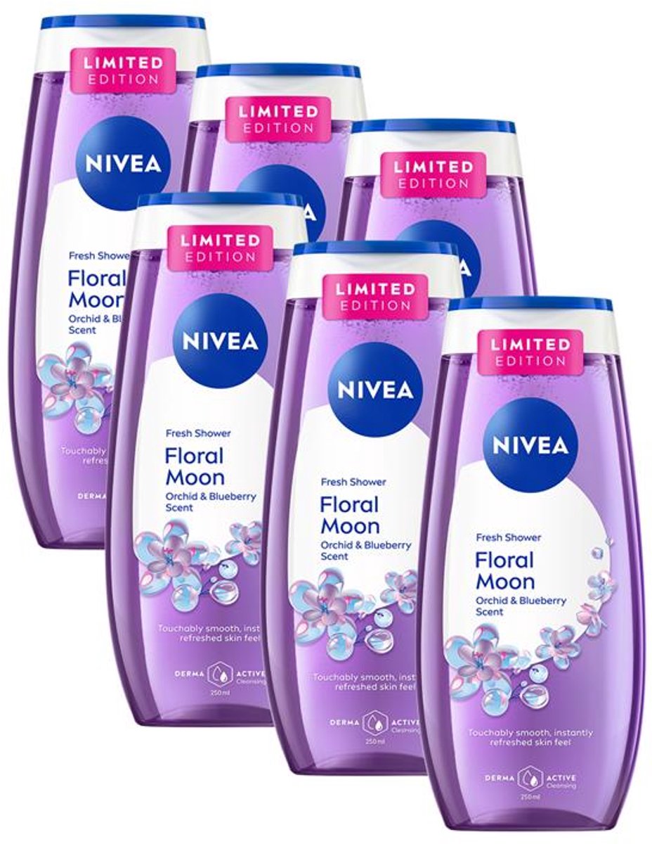 NIVEA Floral Moon Douchegel- Showergel - met Vitamine C en E- Voordeelverpakking - 6x 250ml