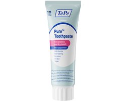 TePe Pure™ Tandpasta met milde pepermuntsmaak – fluoride tandpasta voor gevoelig tandvlees en droge mond klachten – 75 ml