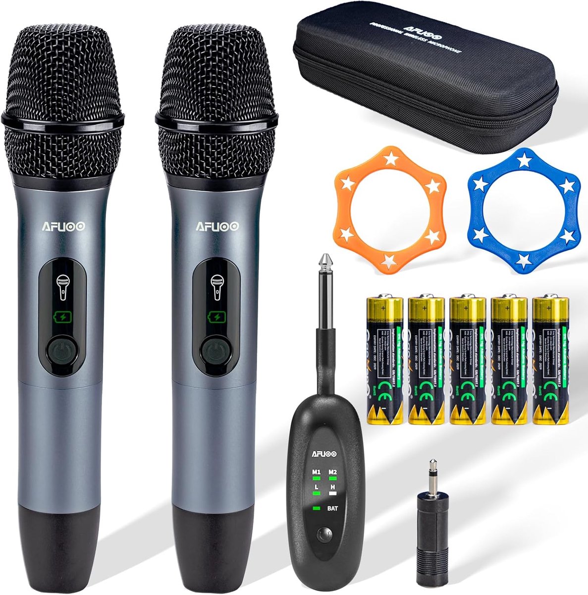 Draadloze Microfoonset - Zang Microfoons - Karaoke Evenementen Toespraken - Dubbele Microfoon Ontvanger - 60 Meter Bereik - Metaal