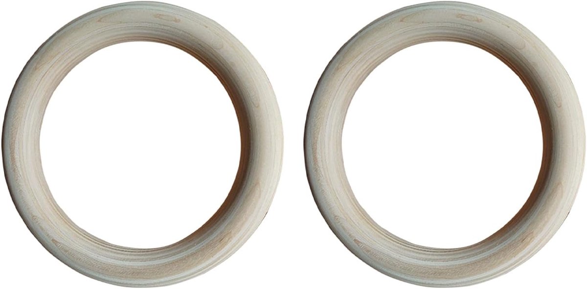 Turnringen Set - Fitness Ringen - Calisthenics Training - Natuurlijk Hout Materiaal - 19x19x2.5cm