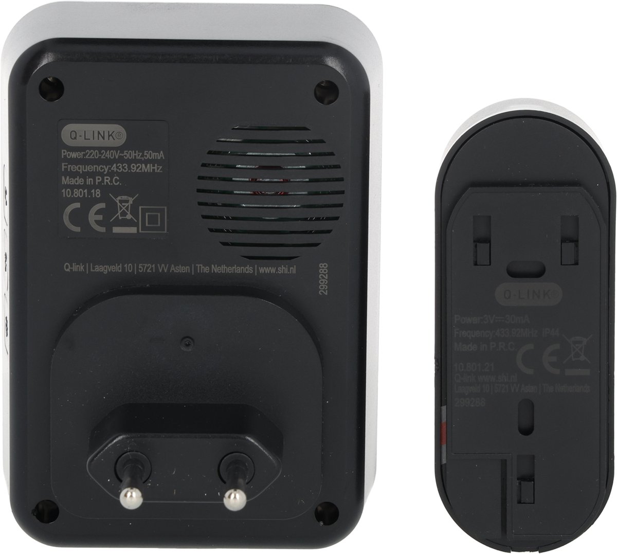 Q-Link Draadloze Deurbel - Zwart - 36 Melodieën - LED Flits
