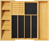 Bestekbak en bambou coulissant 32–53 cm – Met Porte-couteaux, Inlay supplémentaire et Fond antidérapante