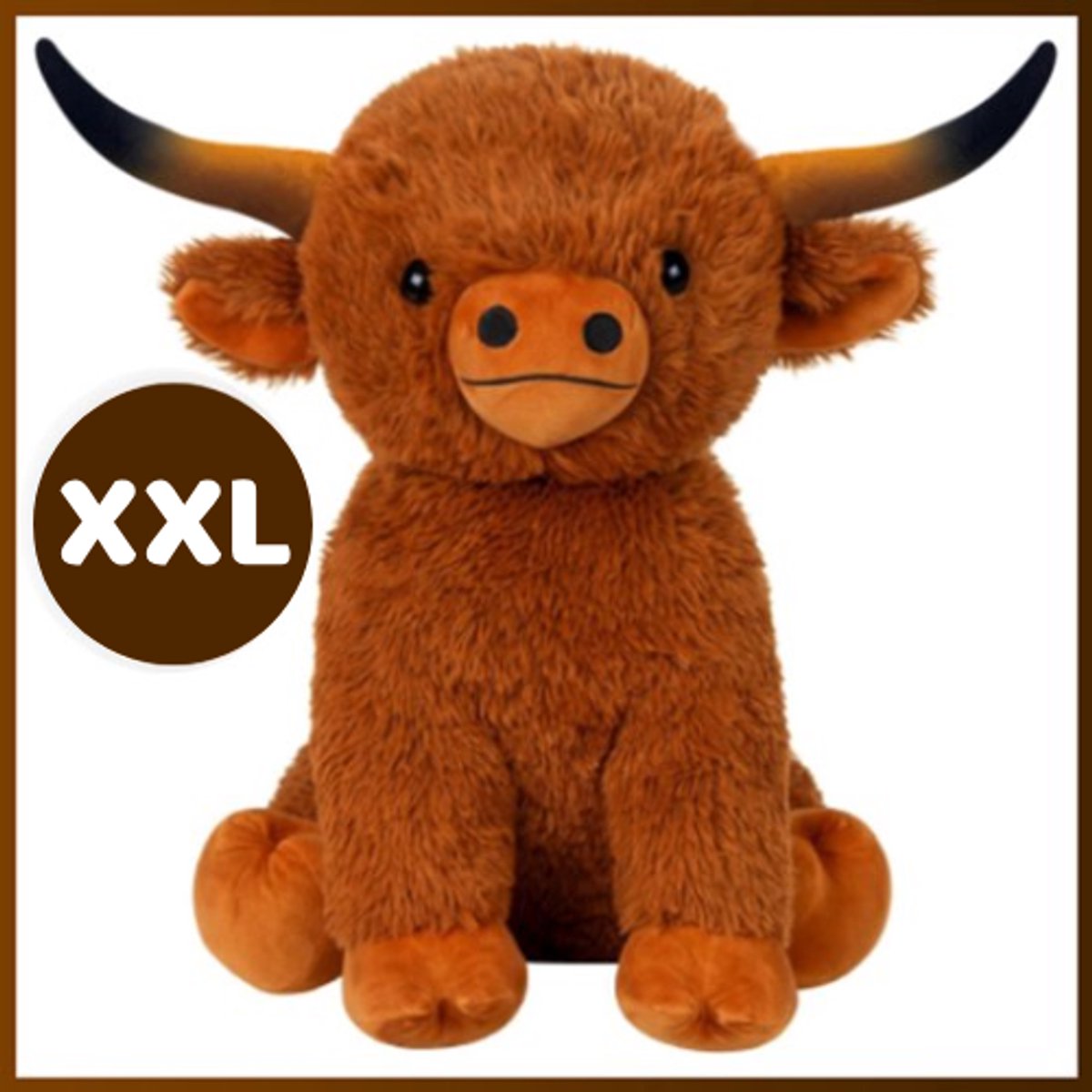 Stier Bruin Pluche Knuffel XXL 100 cm - Speelgoed Knuffeldier Extra Groot - Grote Knuffels voor Kinderen Jongens Meisjes - XL Schotse Hooglander Highlander
