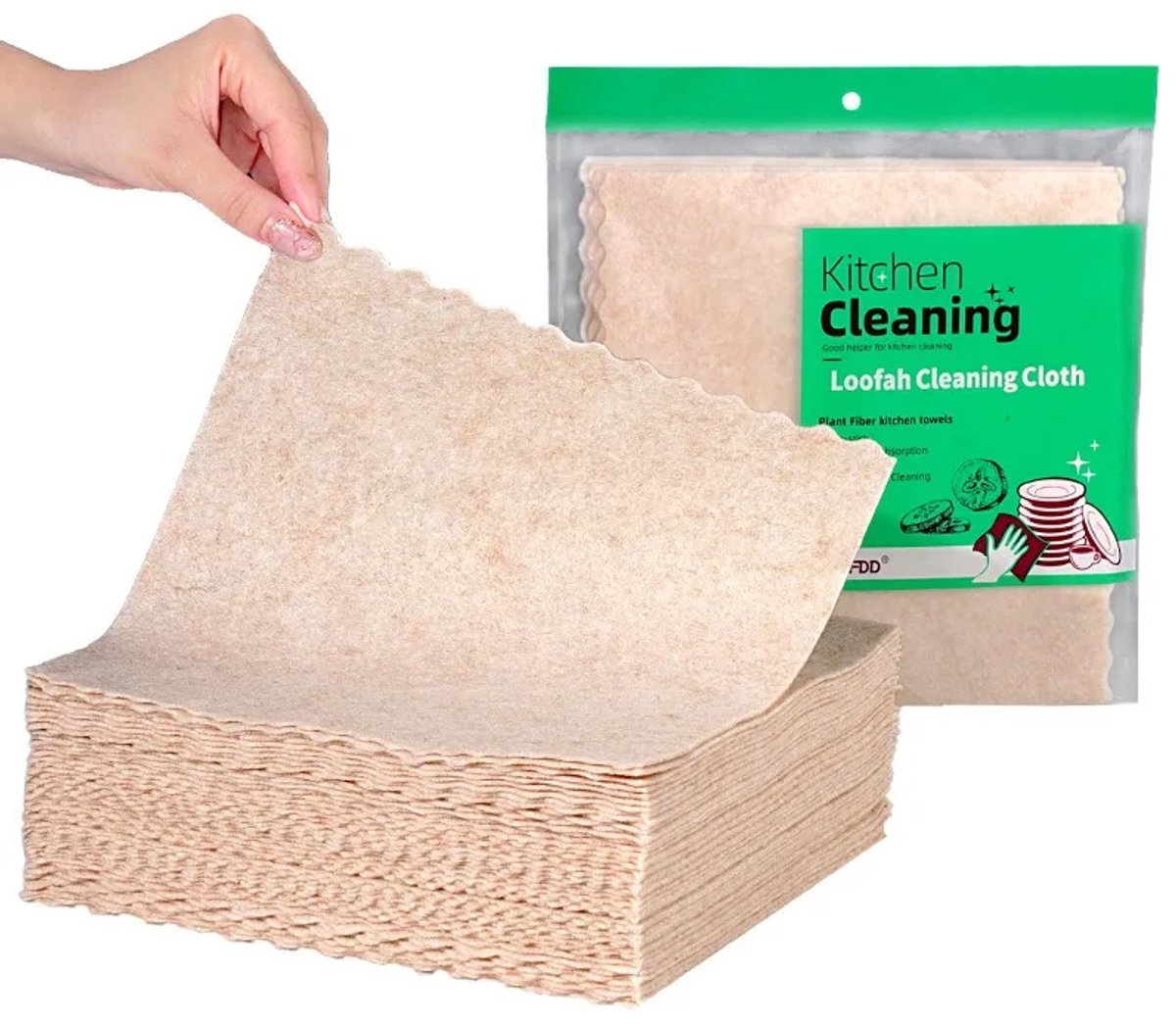10‑Stuks Loofah & Cellulose Vaatdoeken – Keuken Schoonmaakdoek – Herbruikbaar & Sneldrogend
