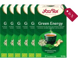 Yogi Tea Green Energy - Biologische Groene Thee met Guarana, Citroen en Munt voor Natuurlijke Energie en Vitaliteit - Tray van 6 Stuks