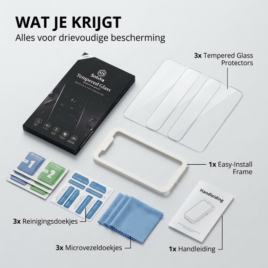 Protecteur d'écran adapté pour iPhone 11 et iPhone XR - Glas trempé - Tempered Glass - Transparent et résistant aux rayures - Incl. Outil d'installation - 3 pièces