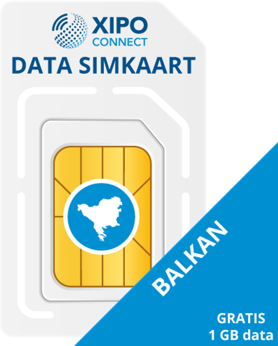 XIPO CONNECT - Data Simkaart Balkan - 1GB Data - 365 dagen geldig tot onbeperkt houdbaar