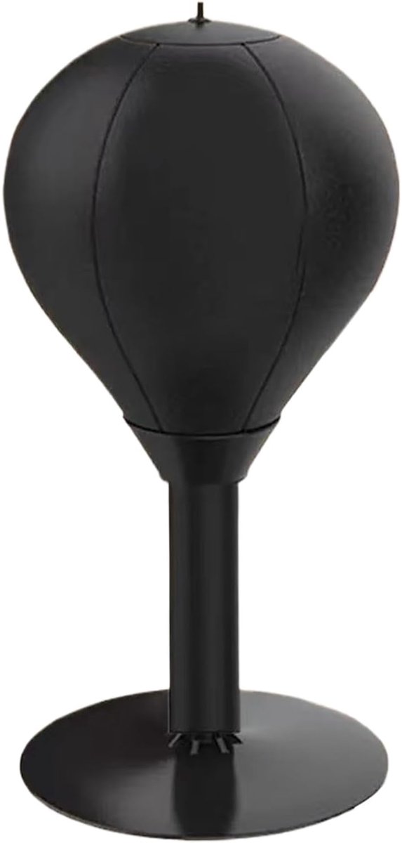 Desktop Bokszak - Mini Boksbal - Stress Verminderen - Sterke Zuignap - 40cm Hoog - Zwart