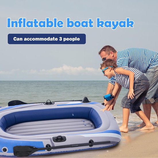 Opblaasbare Kajak - Draagbare Roeiboot - Vissen en Varen - Snelle Opzet - 230 x 125 cm - Blauw — afbeelding 4