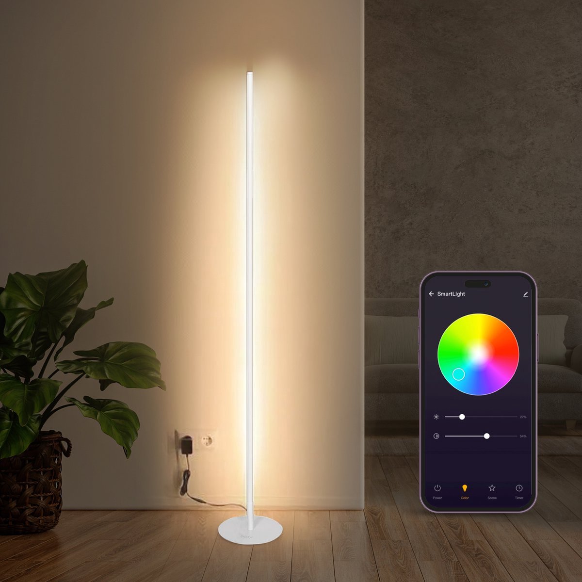 Dimbare RGB Vloerlamp met Afstandsbediening en App - 16 Miljoen Kleuren en Muziekmodi - 16