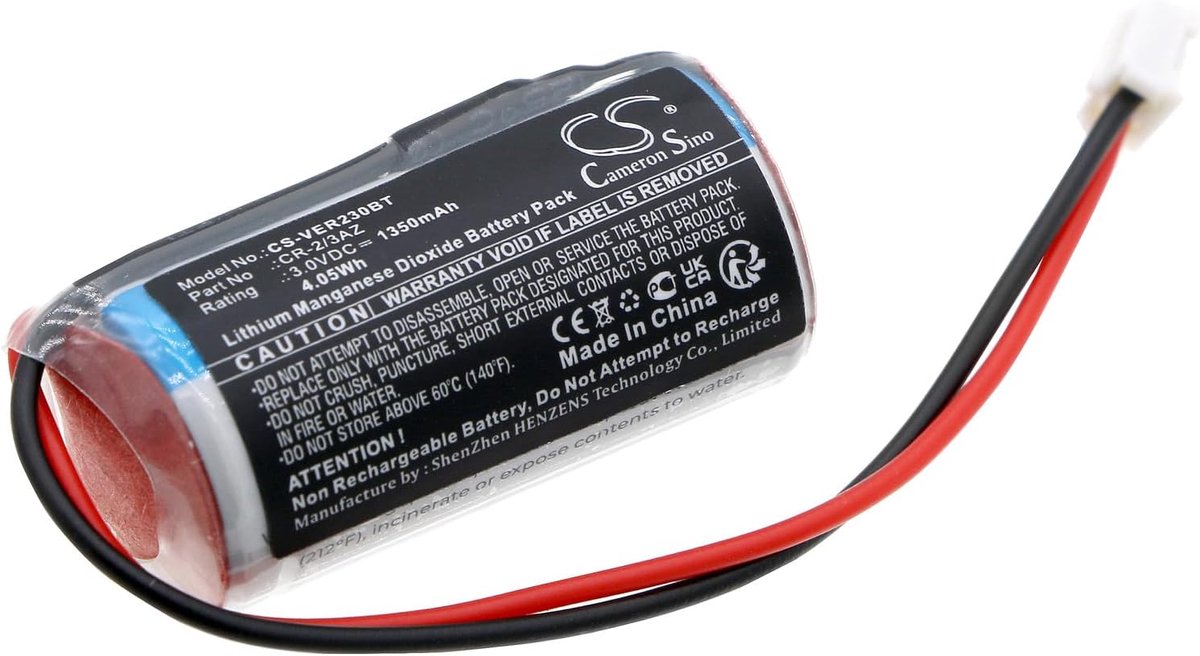 Reserve Batterij - Stroombron Energie - Beveiligingsapparatuur - 3 Volt Lithium Metaal - 1350mAh Capaciteit - Zwart