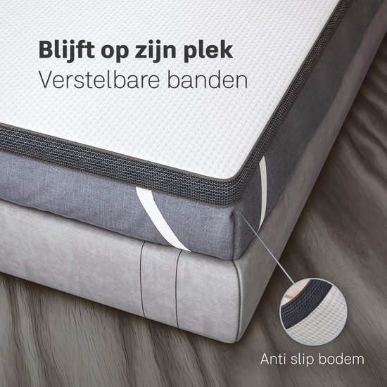 Matelas Topper CozySense® 180x200 - Surmatelas - Matelas de dessus - Mousse à mémoire de forme avec Gel Refroidissant - CertiPUR® - Fermeté Ferme - 8 CM - Housse Lavable