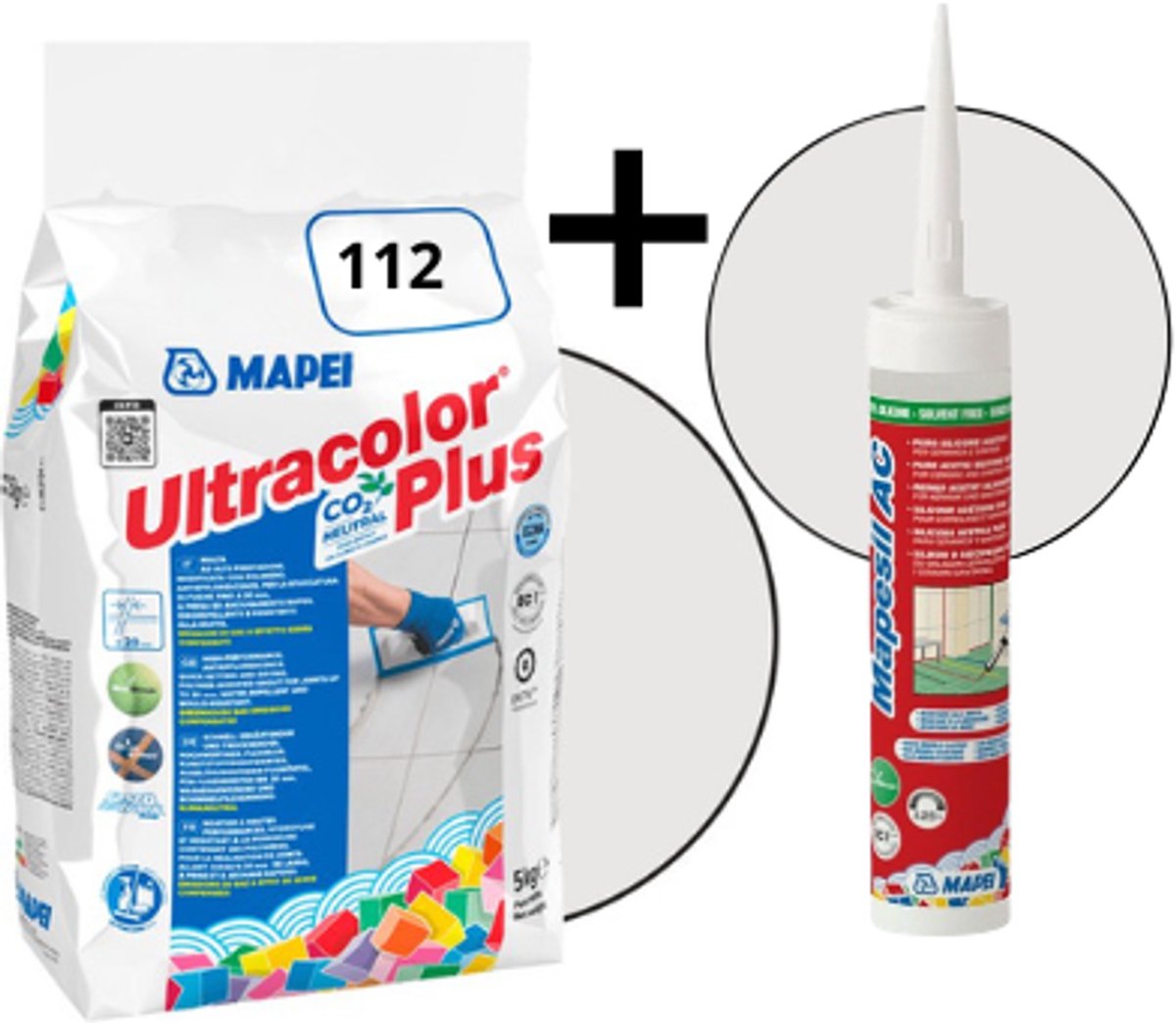 Combipakket Mapei Ultracolor Plus kleurcode 112 + siliconen kit kleurcode 112