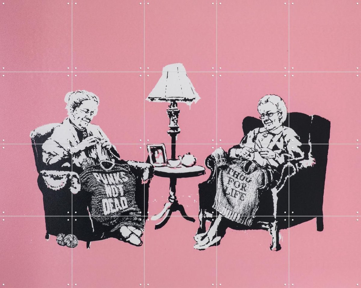 IXXI Grannies, Banksy - 100 x 80 cm - Gratis ophangtool - Grote wanddecoratie en posters - Modern, Collage, Street art, Speels, Pop art, Woonkamer