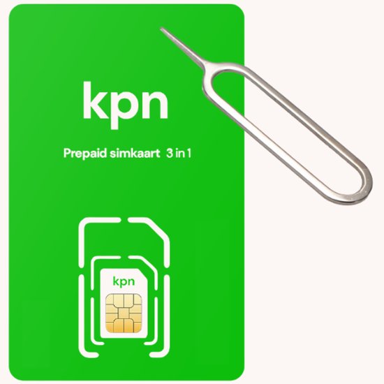 KPN Prepaid Sim met 10,- beltegoed met handig pinnetje