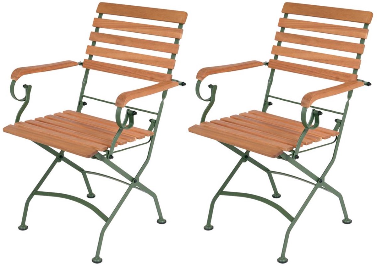 MaximaVida inklapbare tuinstoel Toscana met armleuning olijfgroen 2 stuks