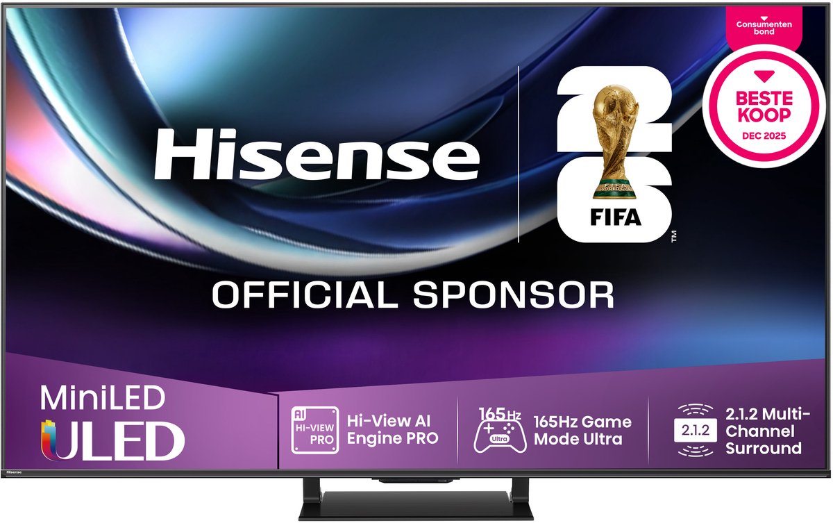 Hisense 65U7Q PRO 65 inch 4K MiniLED TV - Hisense - €999,00