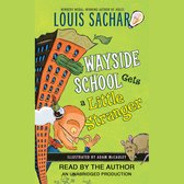Boekcover van Wayside School Gets a Little Stranger, met een scheve gebouw, een man met bril en een rat.
