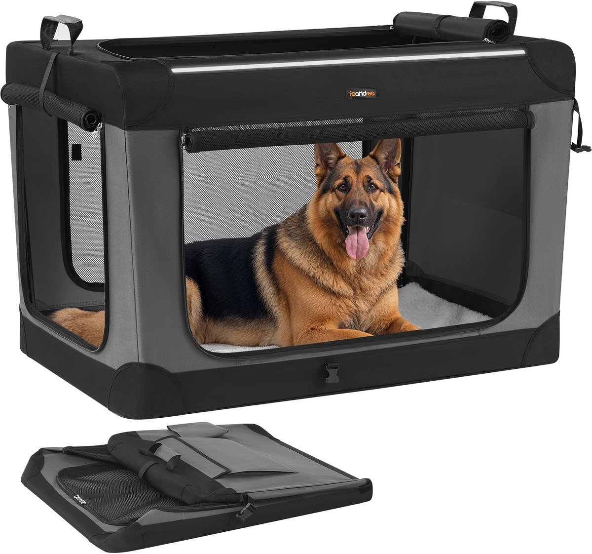 Feandrea - Hondenrugzak - Opvouwbare Hondenbench - Transportbox voor Grote Honden - Met 4 Deuren en Handgrepen