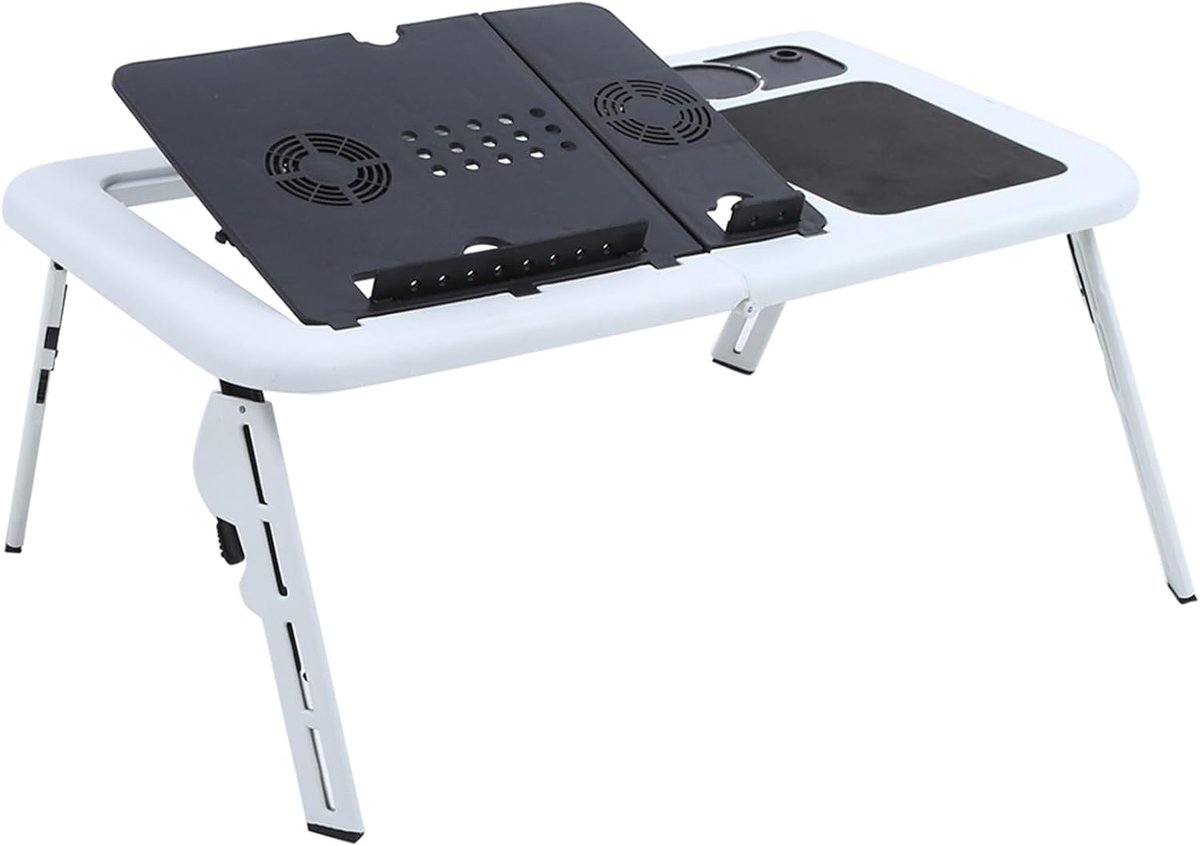 Laptop Bureau - Werktafel - Comfortabel Werken - Ingebouwde Ventilator - 33x30x5 cm - Zilver