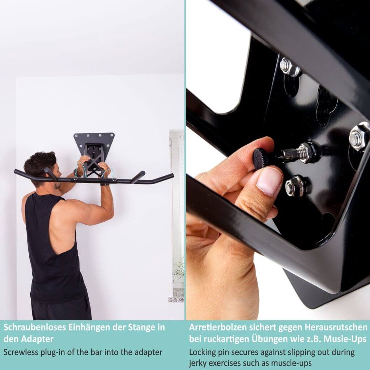 PULLUP & DIP Steel - Mobiele Pull-up & Dip Bar - Wandmontage - Verwijderbaar Systeem - 2-in-1 Pull-up & Dip Functie thumbnail 8