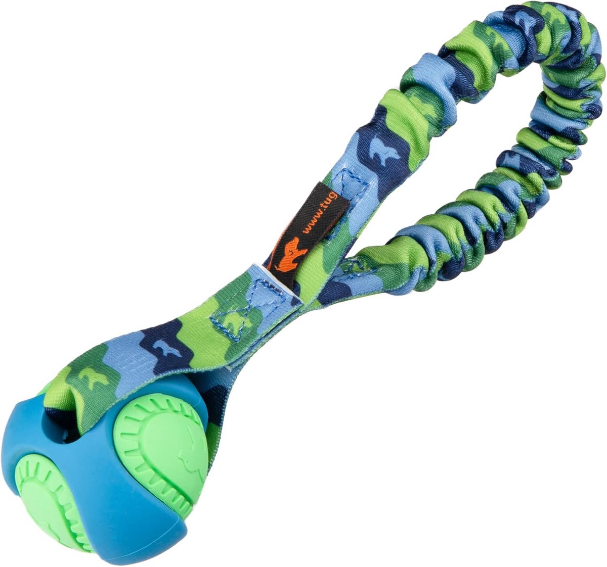 Hondenspeelgoed Bal - Interactief Speelgoed - Hondentraining Spel - Schokabsorberend Handvat - 23 cm Groot - Groen Patroon