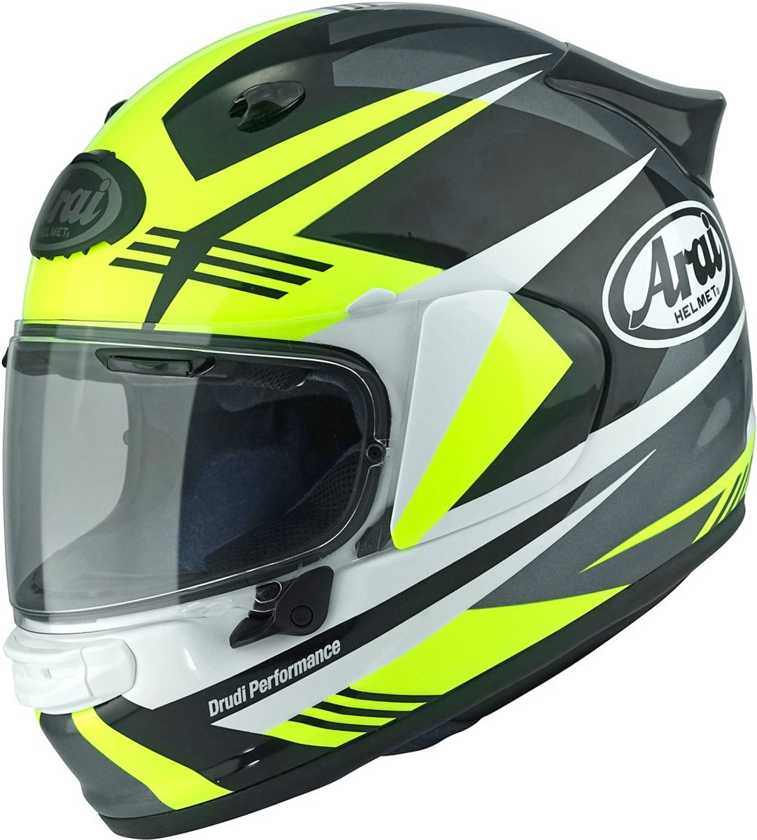Arai Quantic Mark Geel Zwart Wit Integraalhelm - Helm