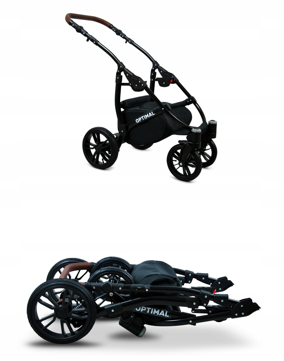 BabyLux Kinderwagen 3in1 Opklapbaar - Peony en Rose Zwart - afbeelding 3