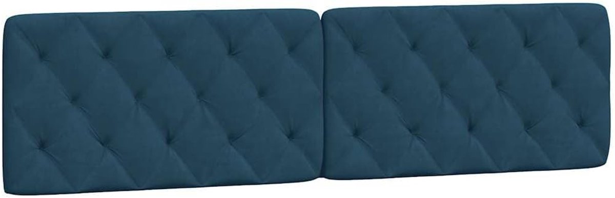 Hoofdbordkussen - Hoofdbord kussen bed - Comfortabel lezen - Zacht fluweel met schuimvulling - 200 cm breed - Blauw