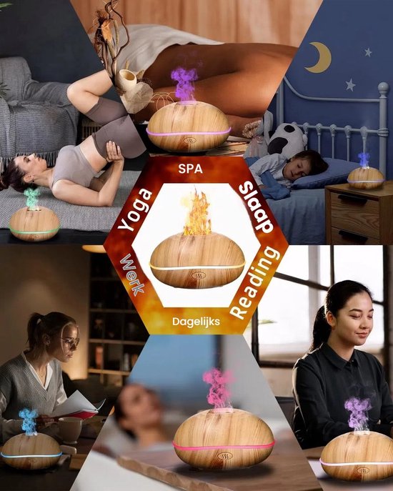 Aroma diffuser 500 ml luchtbevochtiger - etherische oliën - 7 kleuren