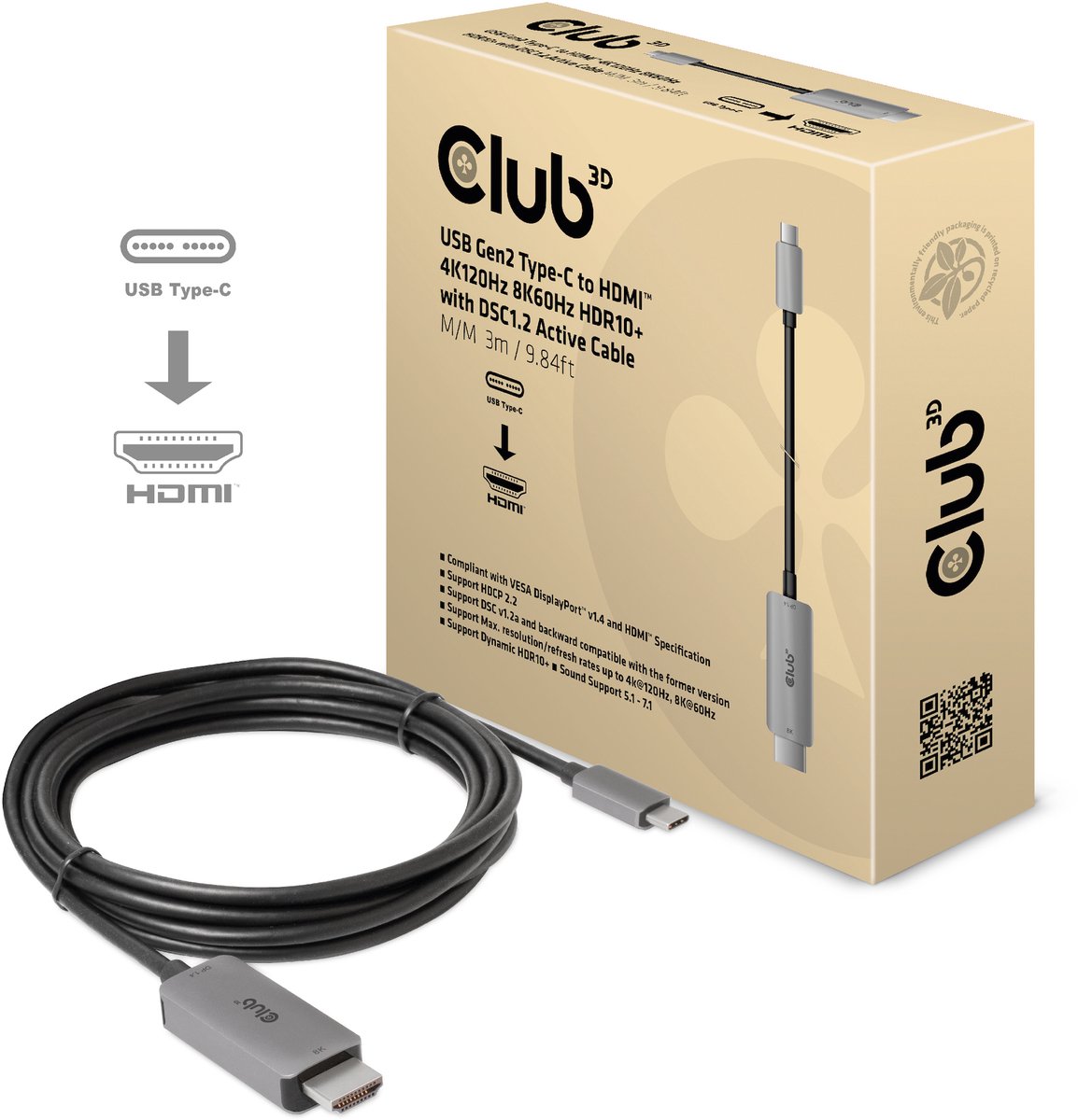 CLUB3D CAC-1587 tussenstuk voor kabels HDMI Type A (Standaard) Zwart