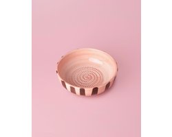 Rasp Bordje - Chocolade - Bruin - Roze - Rasp Schaaltje - Knoflook Rasp - Gember Rasp -Chocolade - Kookliefhebber - Amber Blokjes - Fairtrade - Handmade - Keramisch - Raspen - Schaven - Vegan - Vintage