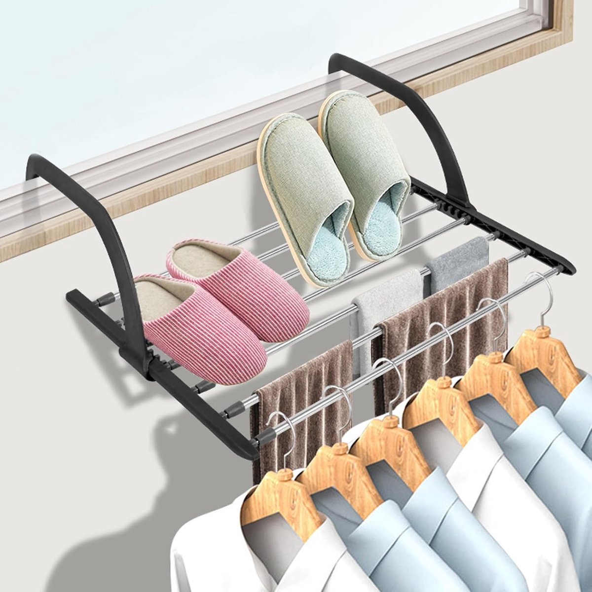 Roestvrij staal droogrek - Kledinghanger radiator - Kleine items drogen - Intrekbaar en op