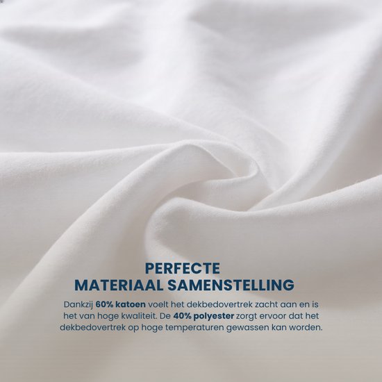 Hotelkwaliteit Dekbedovertrek Katoen Percale Uni - Wit - 270x240cm + 2 kussenslopen - 210 TC van Présence. — afbeelding 4